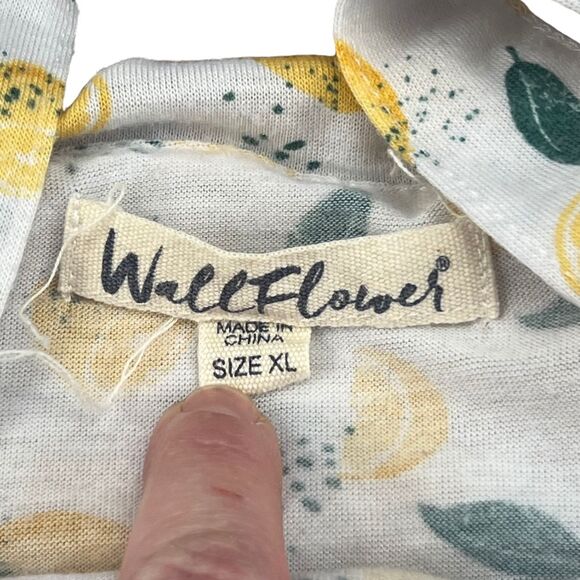 Wallflower Cami XL Lemon Print Button Front Ruffle Flounce Summer Citrus Top - Picture 7 of 9